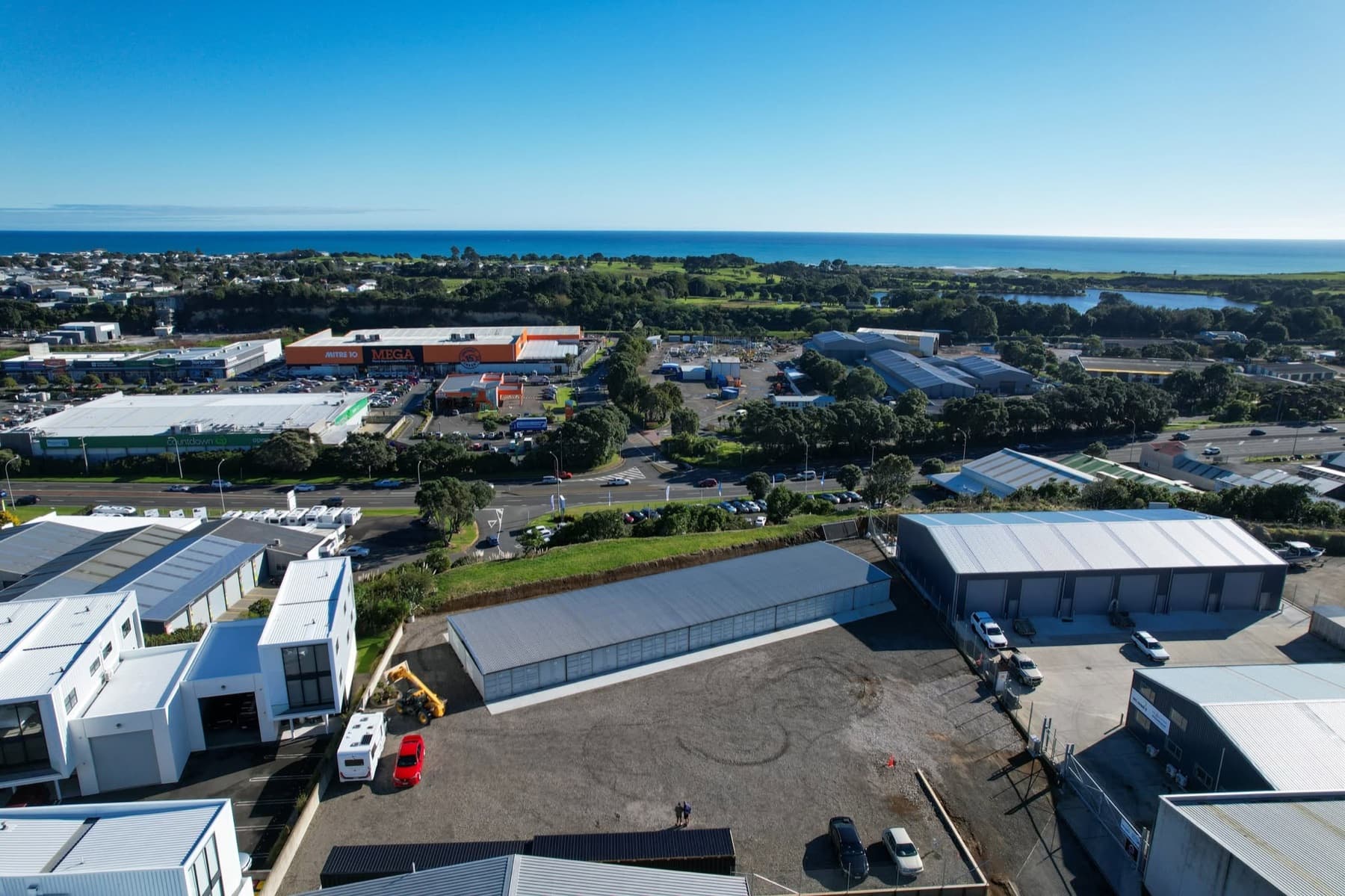 Still Storage yard in Waiwhakaiho with the Taranaki coast behind